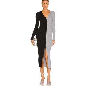 Staud black silver metallid Shoko cardigan sweater dress